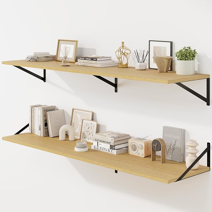 Fun Memories Floating Shelves for Wall, 12 Inch Deep Floating Shelves Set of 2