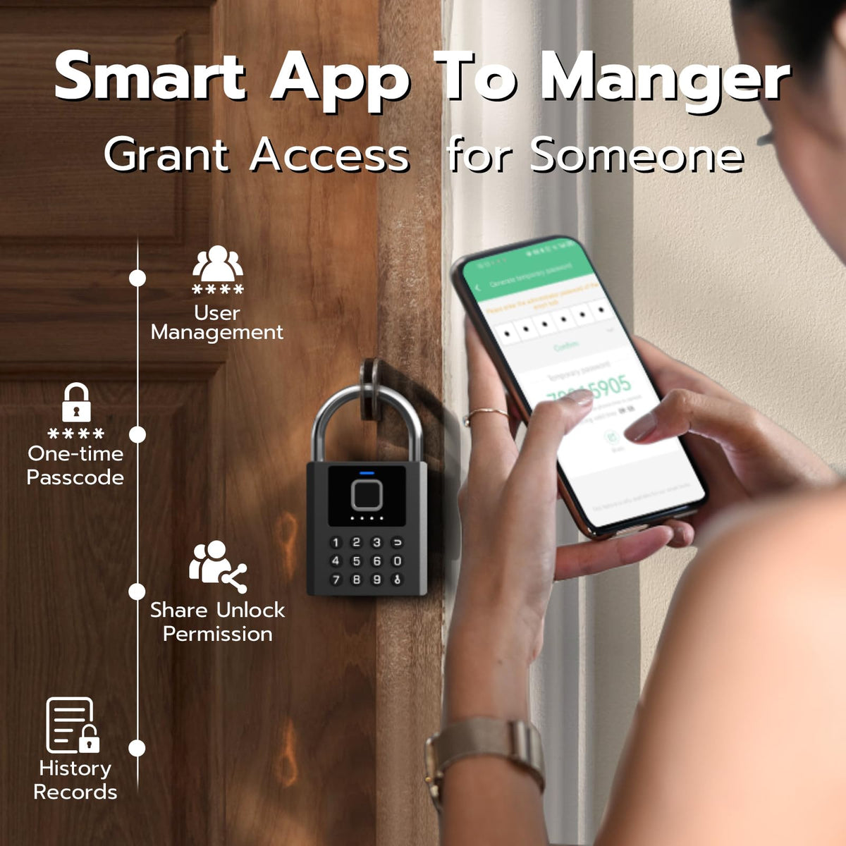 Foxlock Heavy Duty Smart Padlock with Key, Fingerprint Biometric Combo Lock with Bluetooth APP, Waterproof Electronic Digital Lock for Gate Outdoor Fence Storage Unit Outdoor Fence Shed Gym