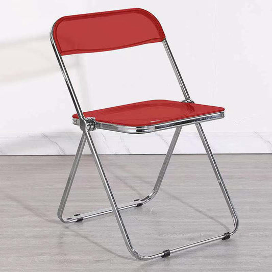 ZREVSB Metal Folding Chair,Transparent Chair,Training Chair,Visitor Chair with Electroplated Frame,Anti-Rust,Wear-Resistant,Easy to Clean, Maximum Load-Bearing 150kg,White (Red)