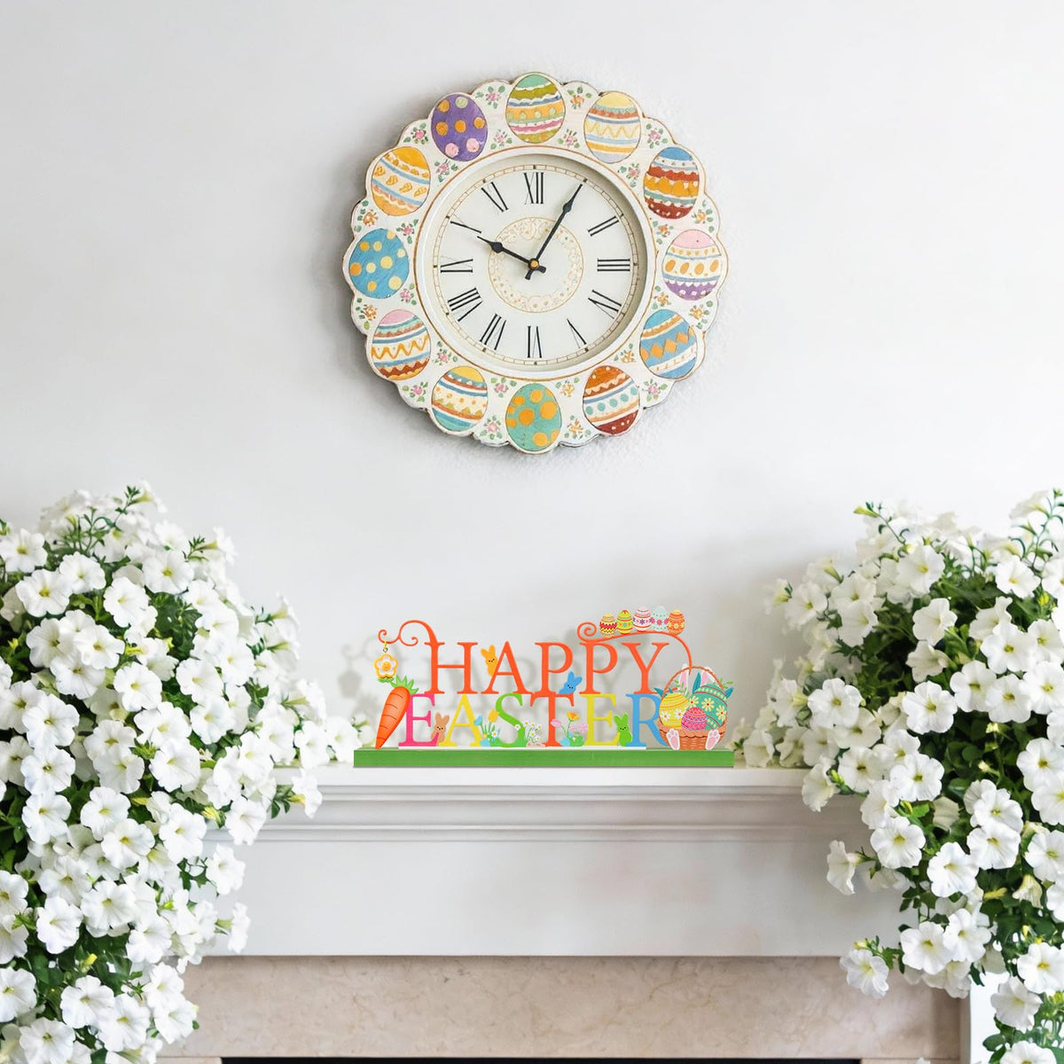 KHJCXS Metal Holiday Table Sign Decor, Decorations Tabletop Centerpiece for Home, Office, Shelf, Tiered Tray, Mantel, Indoor, Happy Easter