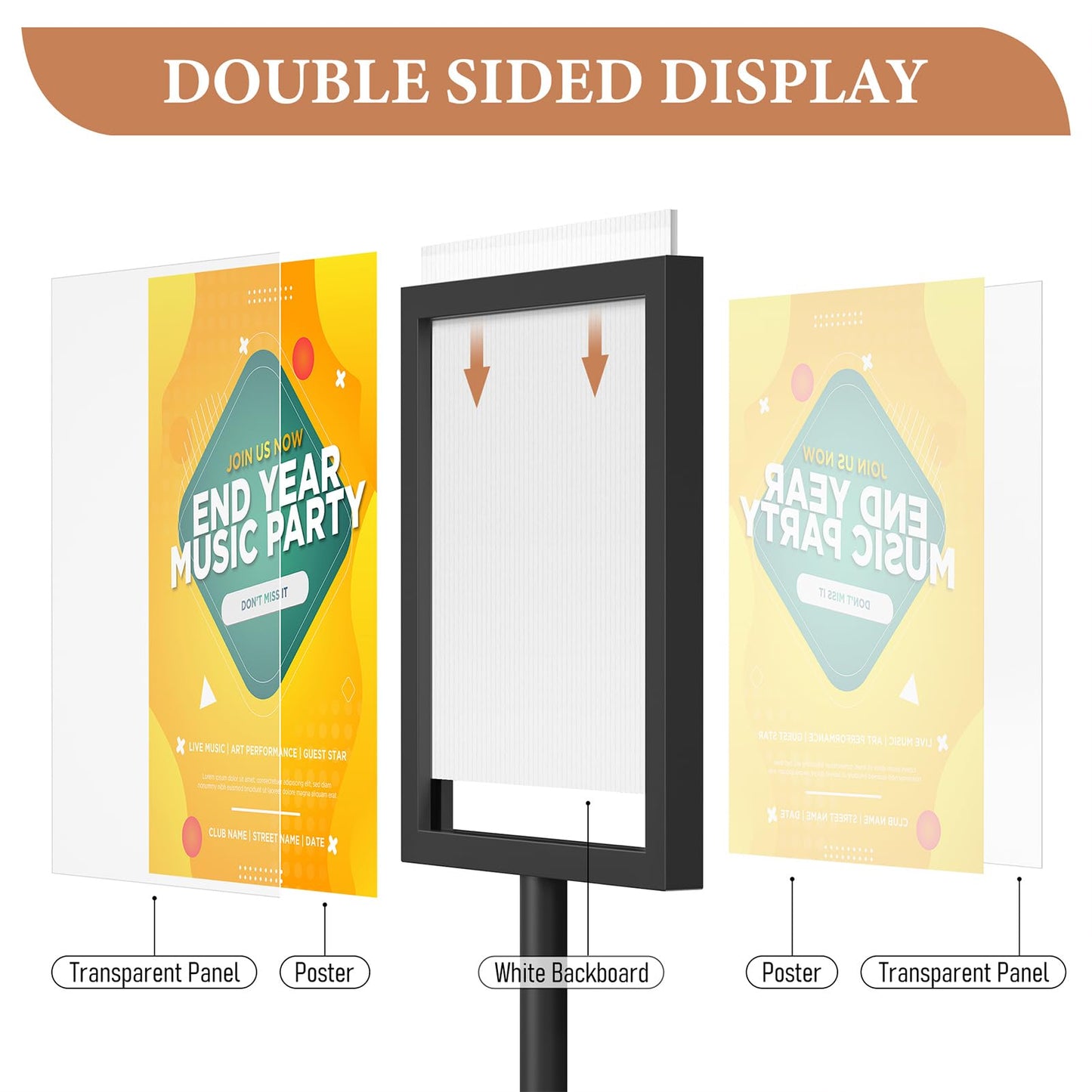 Relx Standing Sign Holder 11 x 17, Adjustable Pedestal Sign Stand, Double-sided Floor Signage Stands for Outdoor Indoor Poster Display