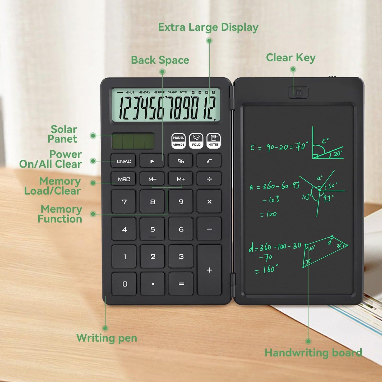 Desk Calculator with Erasable LCD Notepad Calculators ROATEE Desktop Basic Calculators for Middle School Cute Pocket Simple Calculator Office Desk Accessories Supplies Home Office Essential Big Button