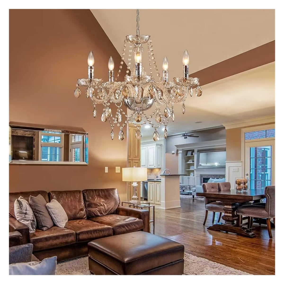 Luxury Crystal Candle Chandelier Lights for Living Dining Room Bedroom Kitchen Indoor Decorative Pendant Light,Full of Fashion