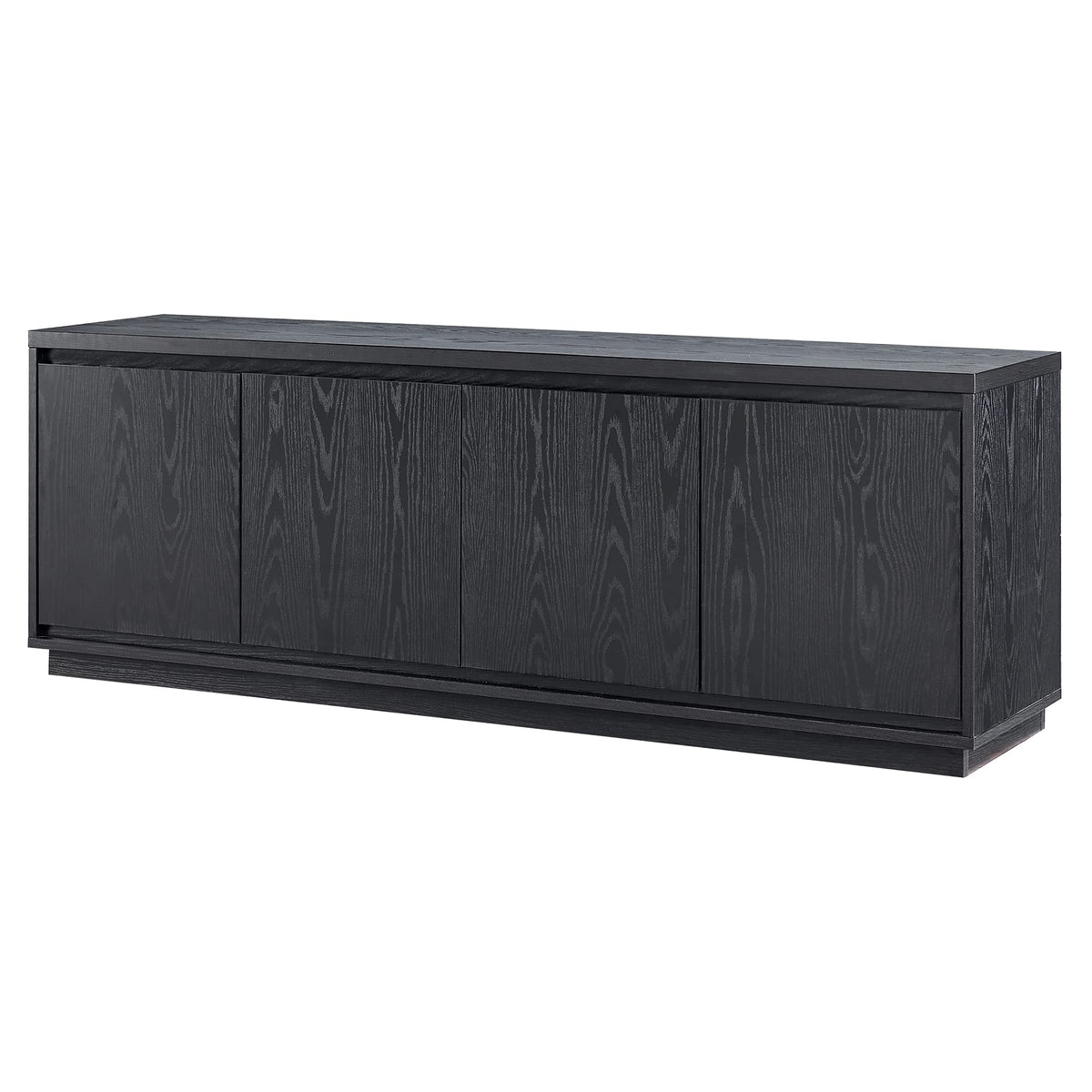 Henn&Hart TV Stand for TVs up to 75" with 2 Concealed Storage Cabinets and Adjustable Shelves for Living Room, Family Room, or Office, Natural Black