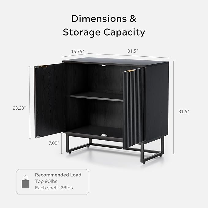 EYYTHUNG Fluted Cabinets with Storage Set of 2, Sideboard Buffet Cabinet with