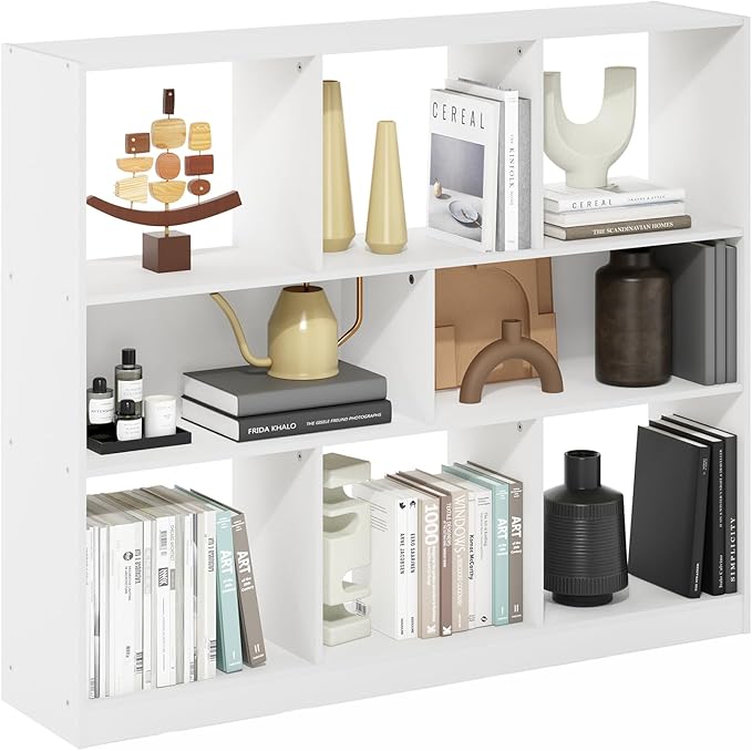 Furinno DALY Book Shelf, 8-Cube Bookshelf, Horizontal Cube Storage Organizer