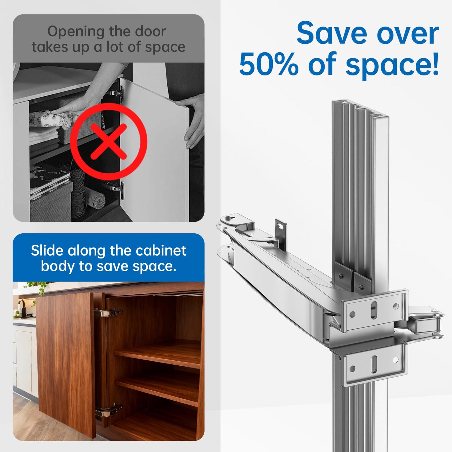 XBLWIN Lateral Opening Door Hinge Set 180° Parallel Opening Cabinet Wardrobe Door Sliding Load-Bearing 15.4lb Heavy Duty Hinge