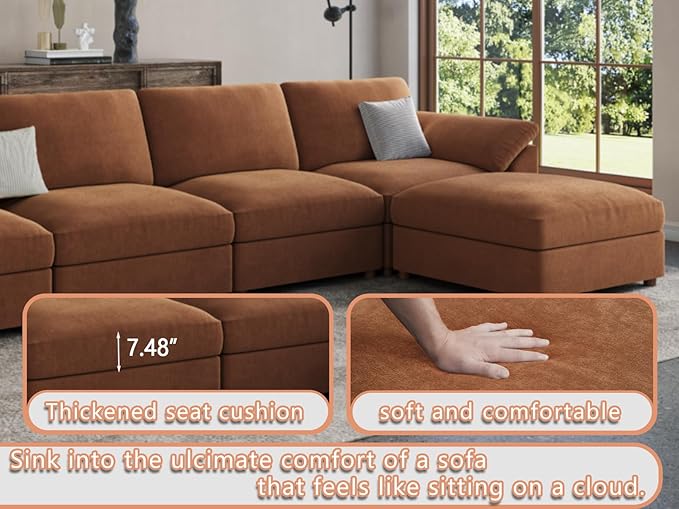EASE MOOSE Sectional Modular Sofa, Luxury FSC Certified Chenille Comfty Deep