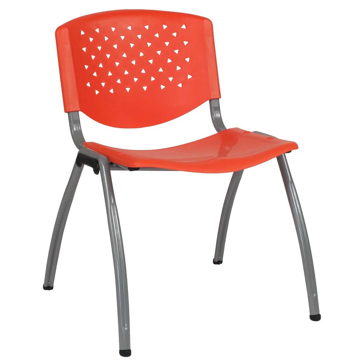 Flash Furniture HERCULES Series 880 lb. Capacity Orange Plastic Stack Chair with Titanium Gray Powder Coated Frame