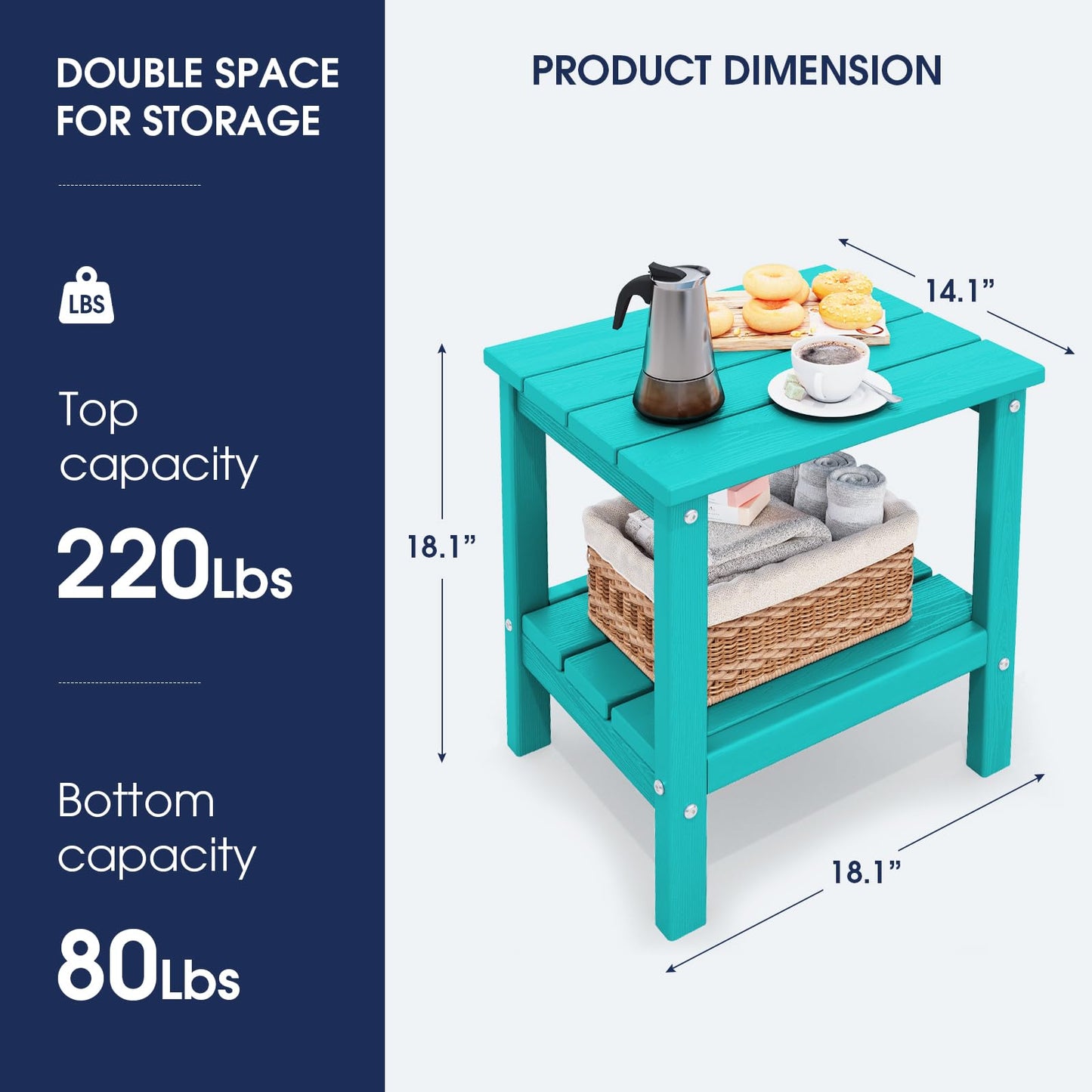 KINGYES Double Side Table, Adirondack End Table- Aruba