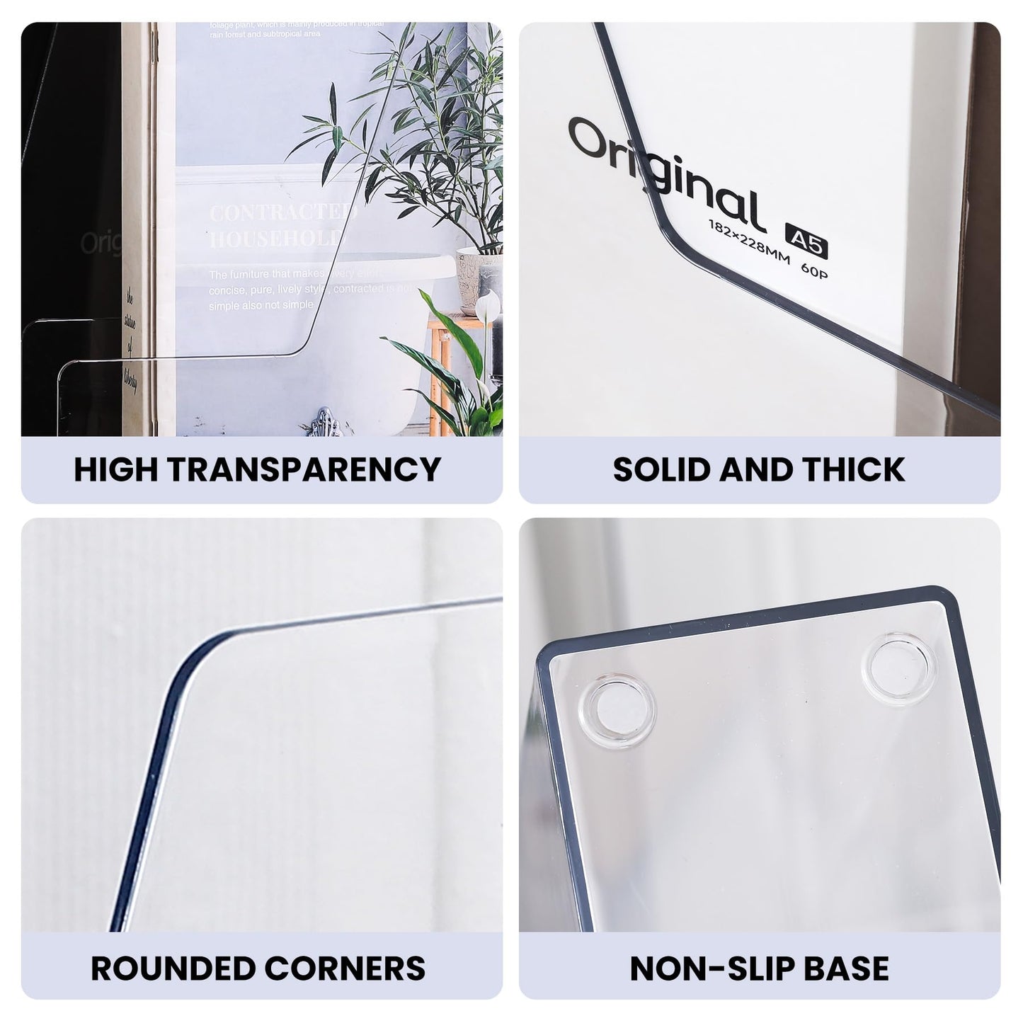 LALOBLUE Vertical Magazine File Holder, Clear, 4 Pack