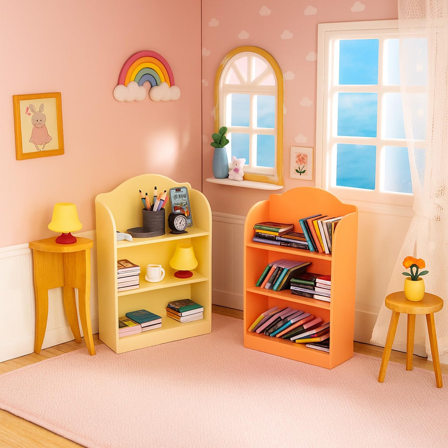 1:12 Scale Doll House Mini Computer Office Desk Furniture Accessories Set