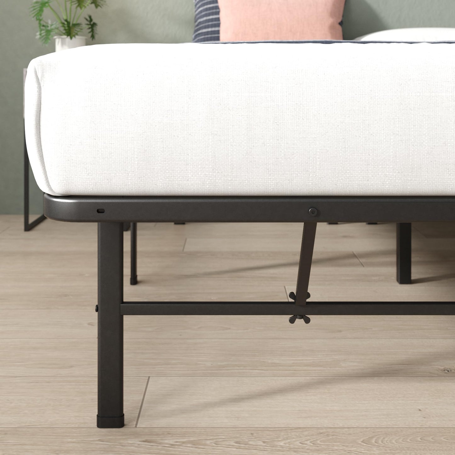 Zinus Rumi 14in Full Metal Bed Frame, Quick Assembly SmartBase® Mattress Foundation, Heavy Duty Sturdy Steel with No Box Spring Needed, Eco-Friendly Packaging, Black
