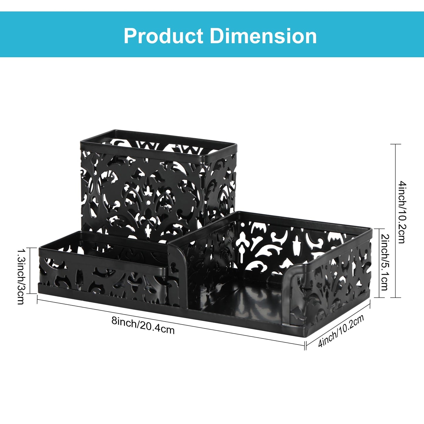 EasyPAG Desk Organizer with 3 Compartment for Pencil Sticky Note Holder and Office Accessories,Black