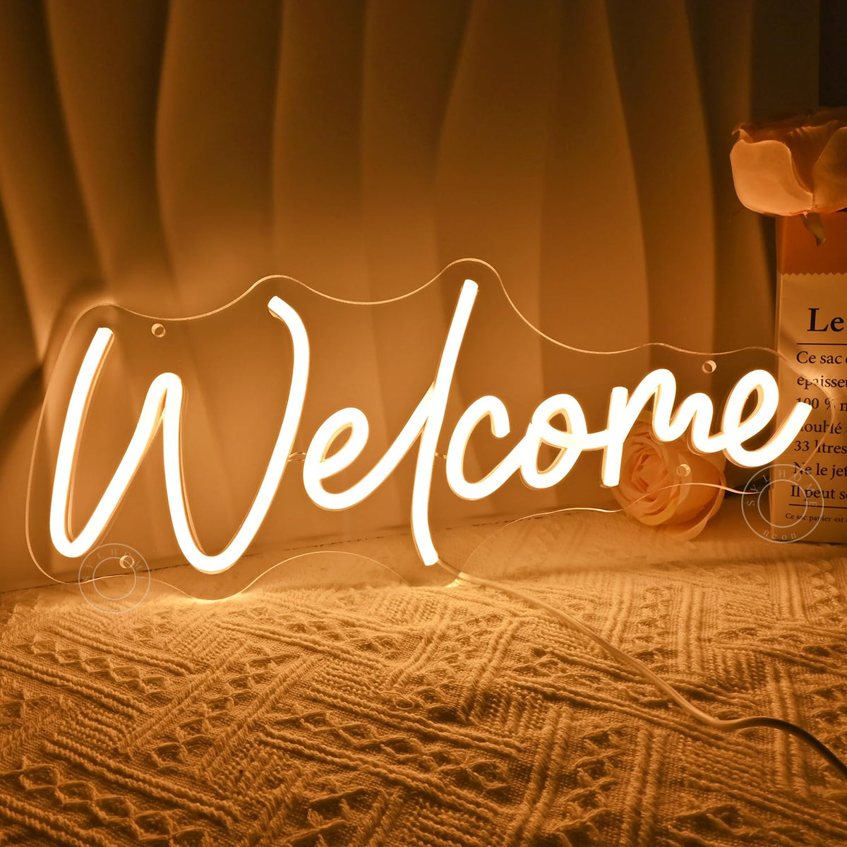SYLHOME Welcome Led Neon Light Sign Business Open Windows Home Door Wall Sign Decor Bar Pub Store Shop Come In Neon Wedding Birthday Party Sign 15.75" X 6.5" USB