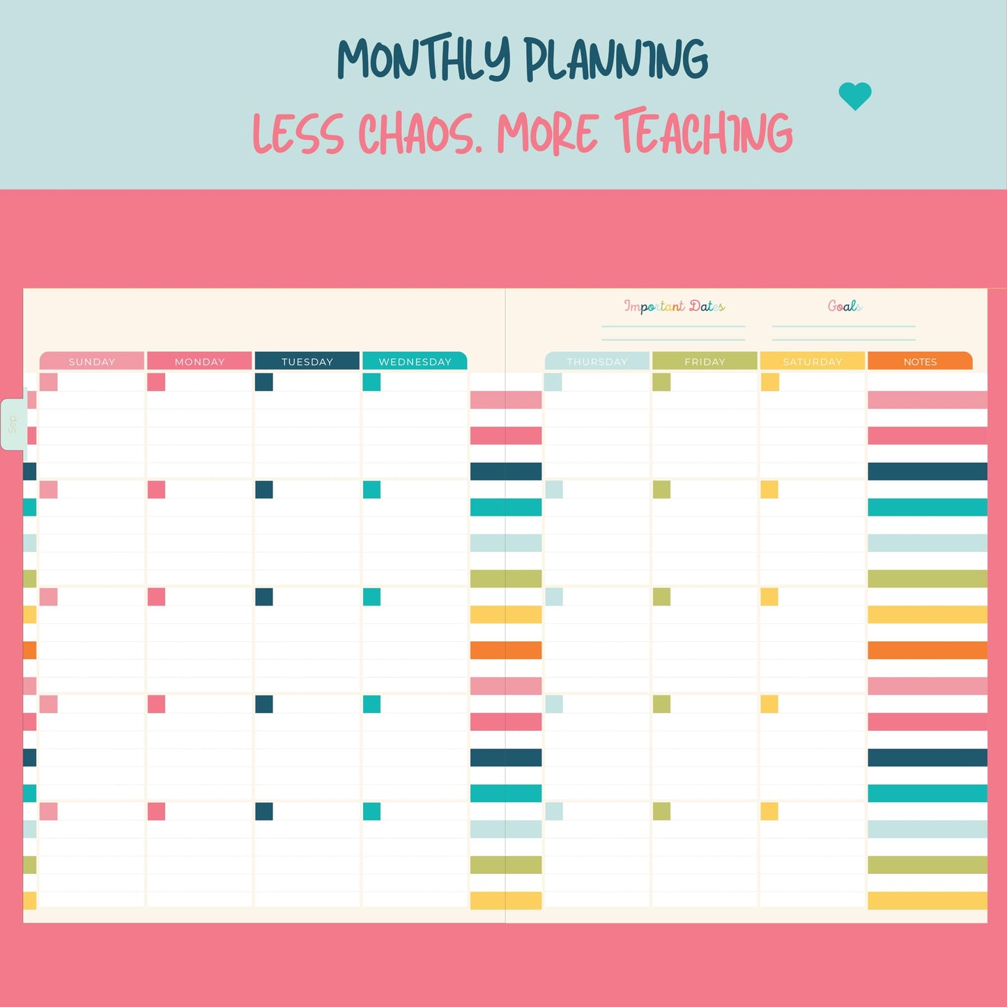 Undated Teacher Planner 8.5 x 11-12 Months & 52 Weeks | Colorful Bookstore Cover | Monthly & Weekly Lesson Plan Book with Stickers, Storage Pocket & Snap-In Bookmark | Classroom Organizer