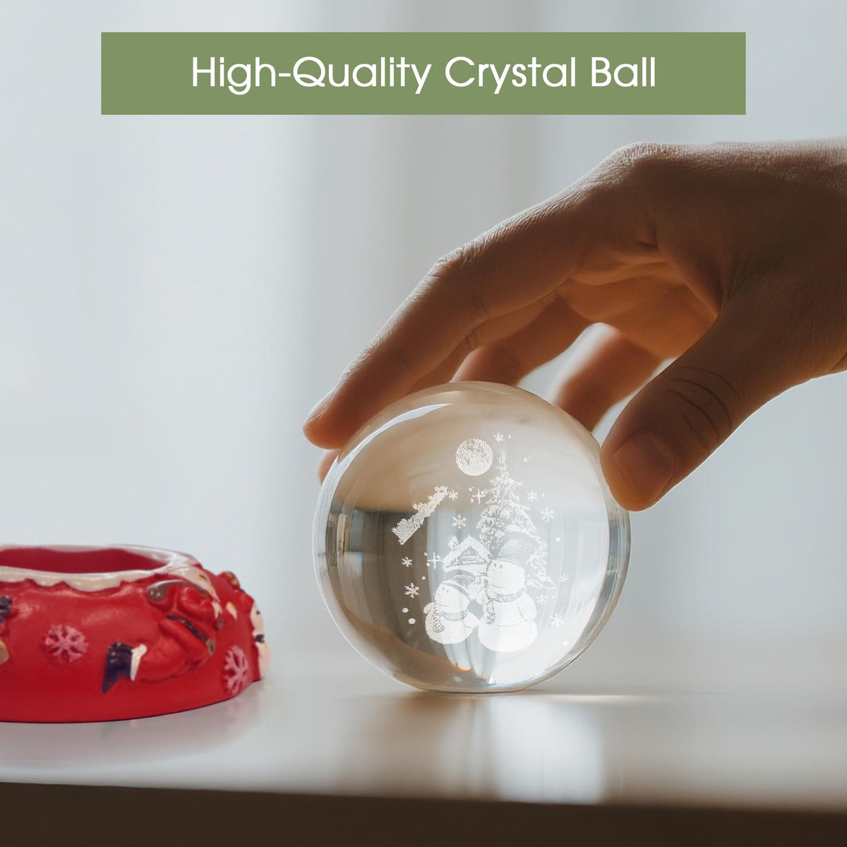 L LOHAS LED 3D Crystal Ball Night Light-Laser Engraved Snowman with Red Holiday Base,Cute & Funny Christmas Night Light for Kids, 3000K Warm White for Christmas Party Decor