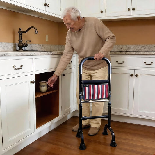 Knee Replacement Recovery Aid; Stand Assist Aid for Elderly; Couch Toilet Assist Rails; Quad Canes Mobility Aids for Short Indoor Movements; Height Adjustable; Weight 5lbs Bear 350lbs