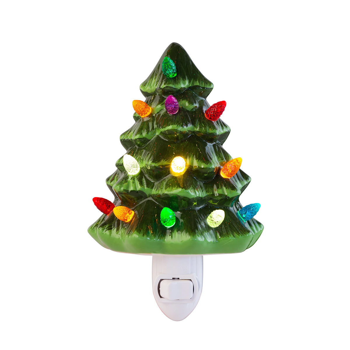 Creative Hobbies Christmas Tree Night Light - Plug in Ceramic Vintage Night Light with LED Bulb