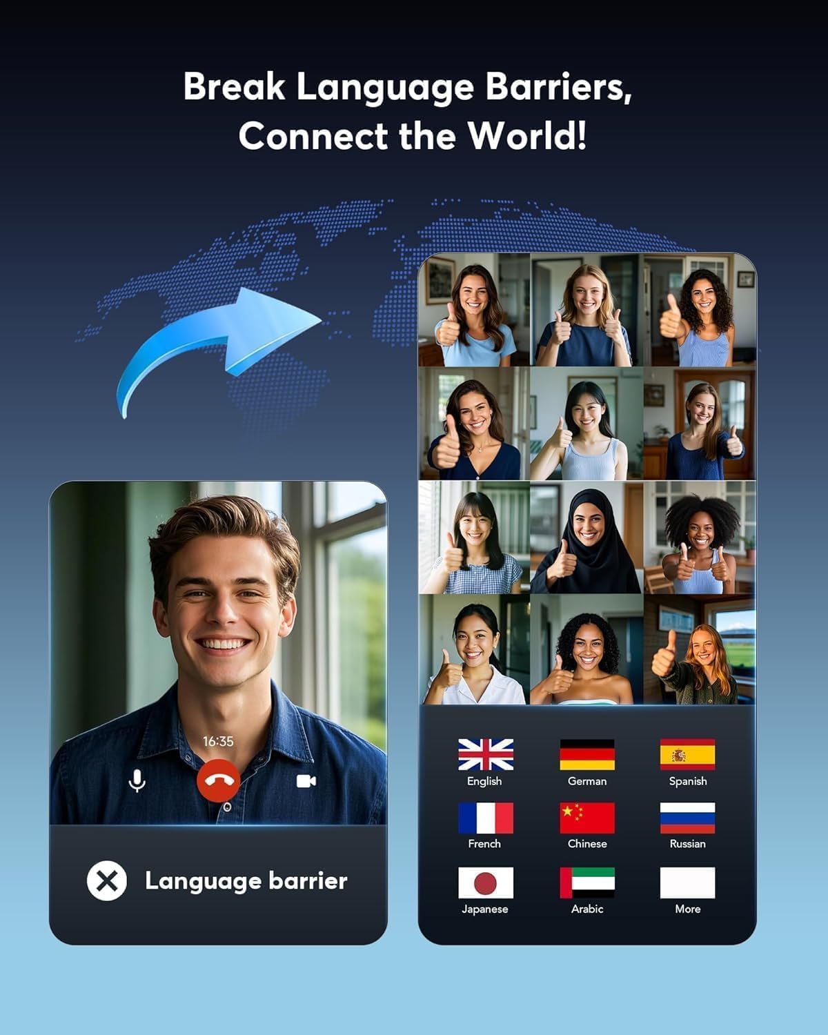 Paekole AI Translation Earbuds, Real-Time Two-Way Translator in 198+ Languages, Audifonos Traductores Inglés Español, 3-in-1 Translating Headphones for Travel, Business & Learning