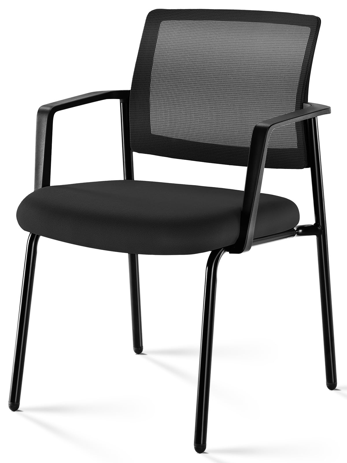 Sweetcrispy Stackable Mesh Guest Visitor Reception Chairs - Ergonomic Lumbar Support for Waiting Conference Meeting Room, Office School Lobby and Church, Space Saving, Black
