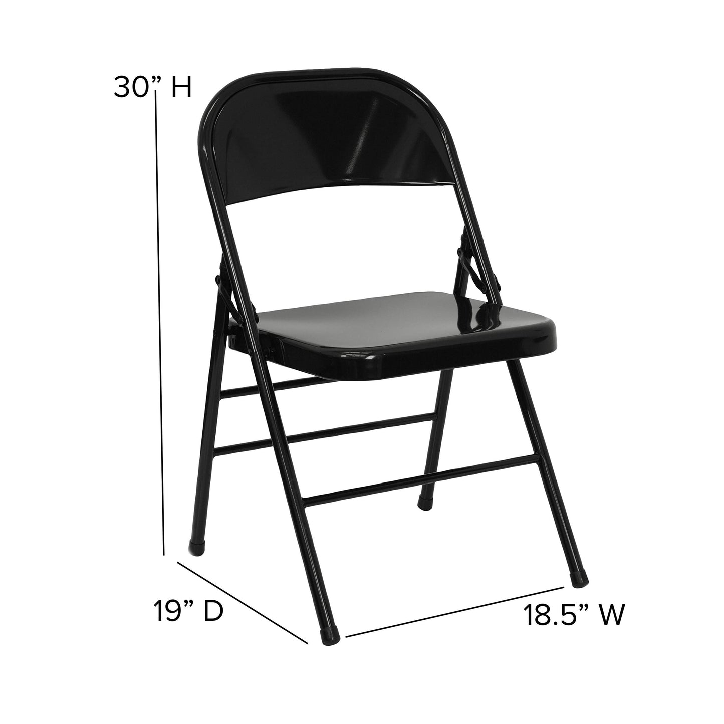 Flash Furniture 2 Pack HERCULES Series Triple Braced & Double Hinged Black Metal Folding Chair