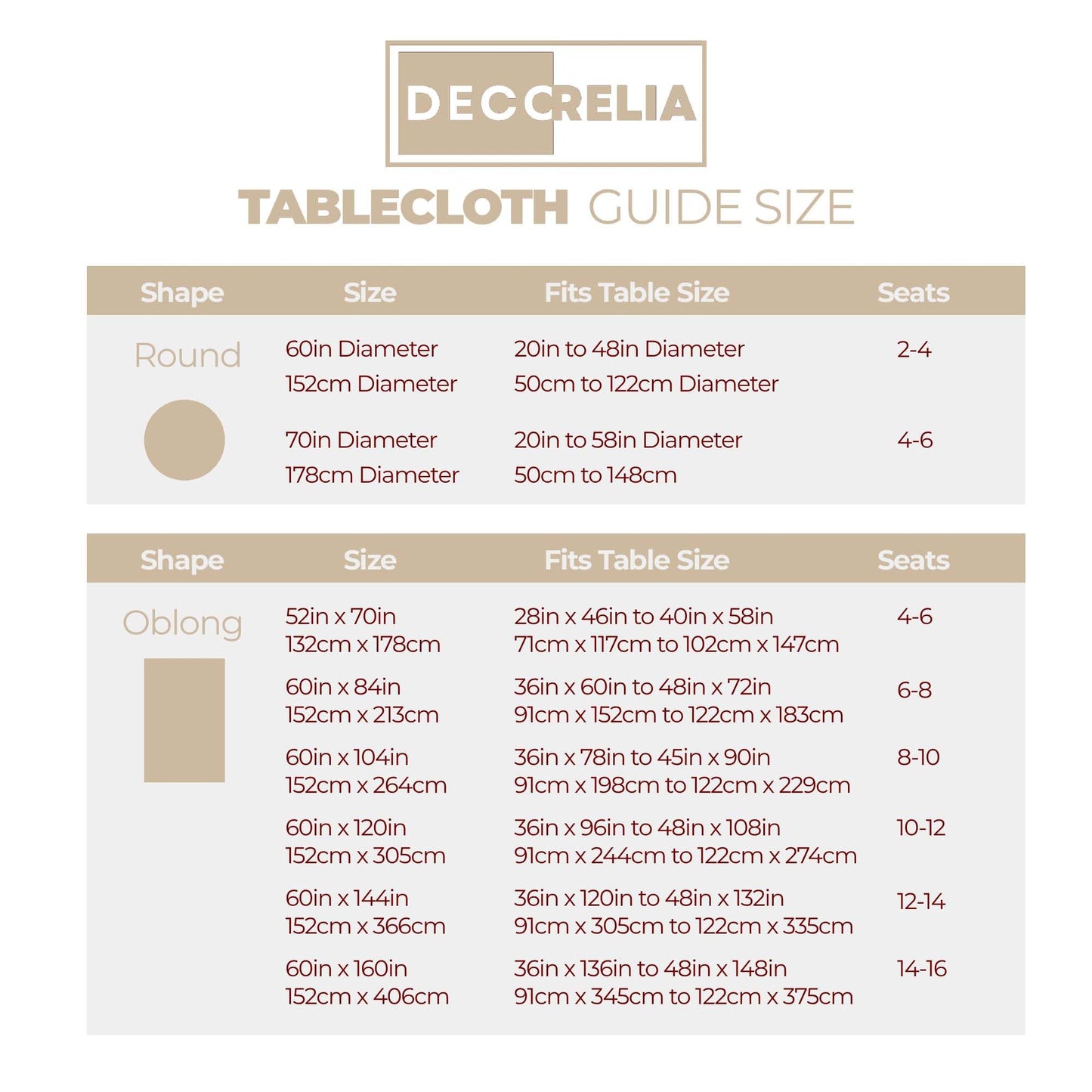 Decorelia Faux Linen Round Table Cloth 60 inch, Waterproof Decorative Fabric Anti-Scratch Texture Round Tablecloth Cover for Dining, Kitchen & Outdoor Table (60 Inch, Round (2-4 Seats), Beige)