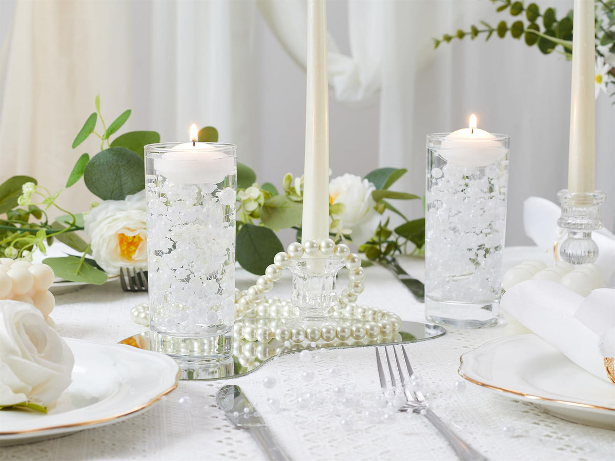 YATOJUZI 30 PCS Artificial Pearl String White Vase Filler Floating Pearls for Vases Centerpieces Faux Pearl Beads String Decorations Wedding Holiday Party Decor