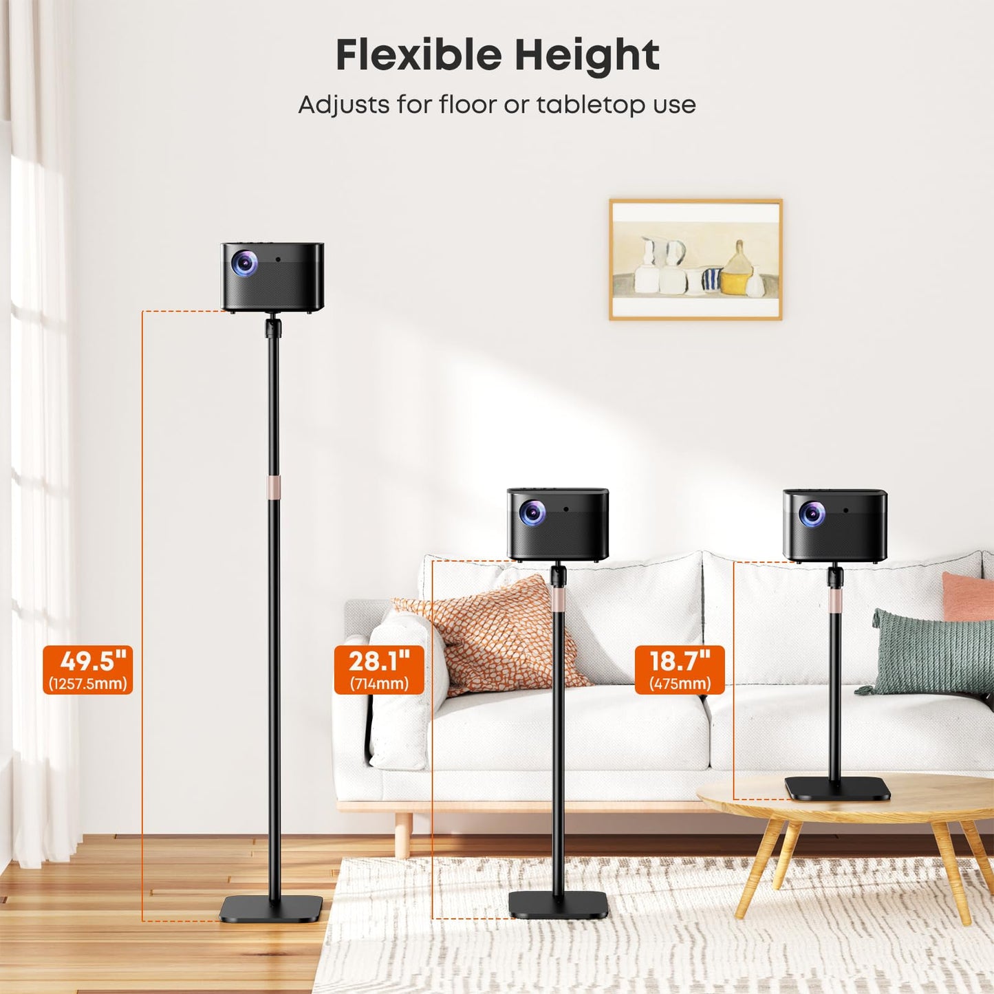 PUTORSEN Universal Projector Stand, Height Adjustable Floor Stand