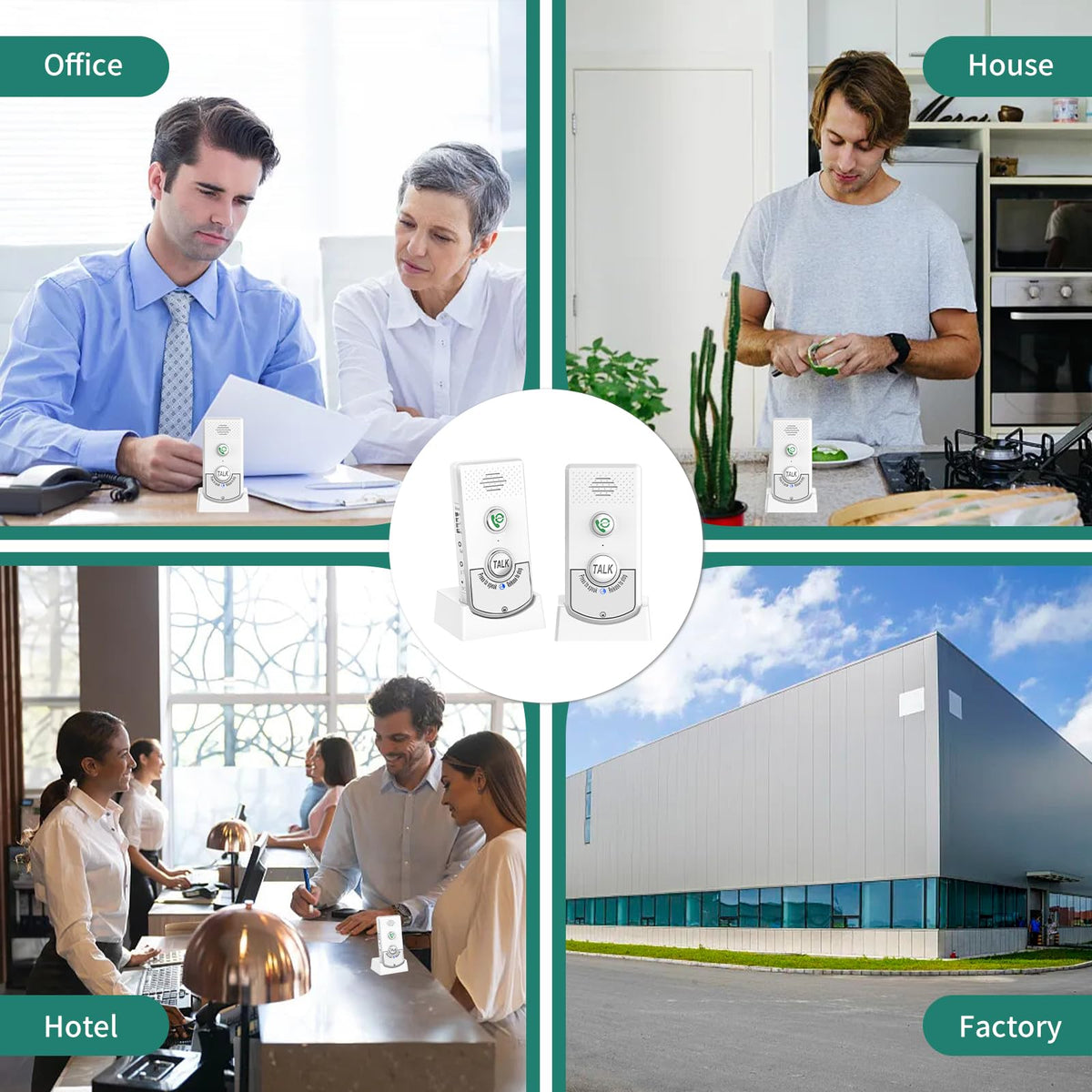 2 Way Voice Intercom, Long Range Wireless Intercomunicador Home Communication System Doorbell Unit, 100m Range Indoor Intercoms Calling System Room to Room Intercom for House, Hospital, Hotel