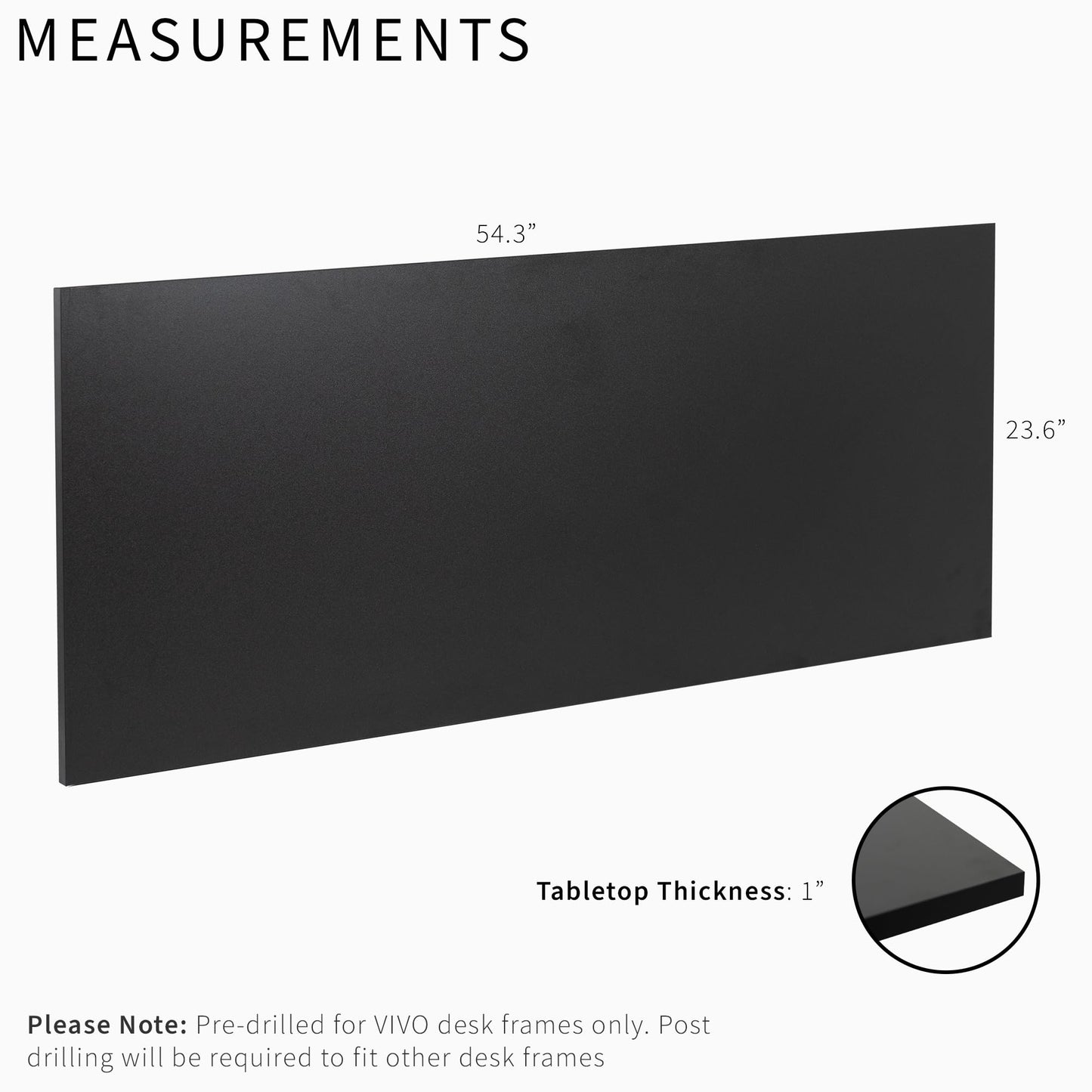 VIVO 55 x 24 inch Universal Solid One-Piece Square Corner Table Top for Standard and Sit to Stand Height Adjustable Home and Office Desk Frames, Black, DESK-TOP55B-S