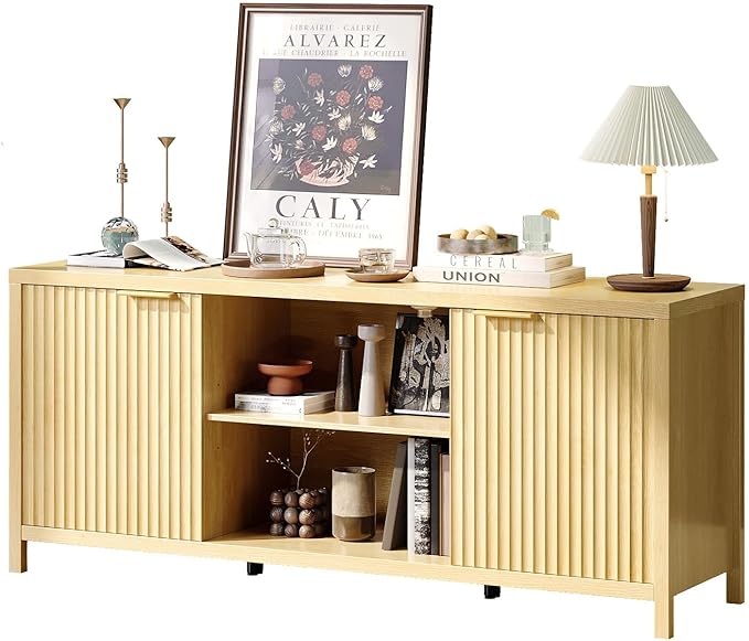 VINGLI 57.8" TV Stand for 70 Inch TV, Mid Century Modern Media Console