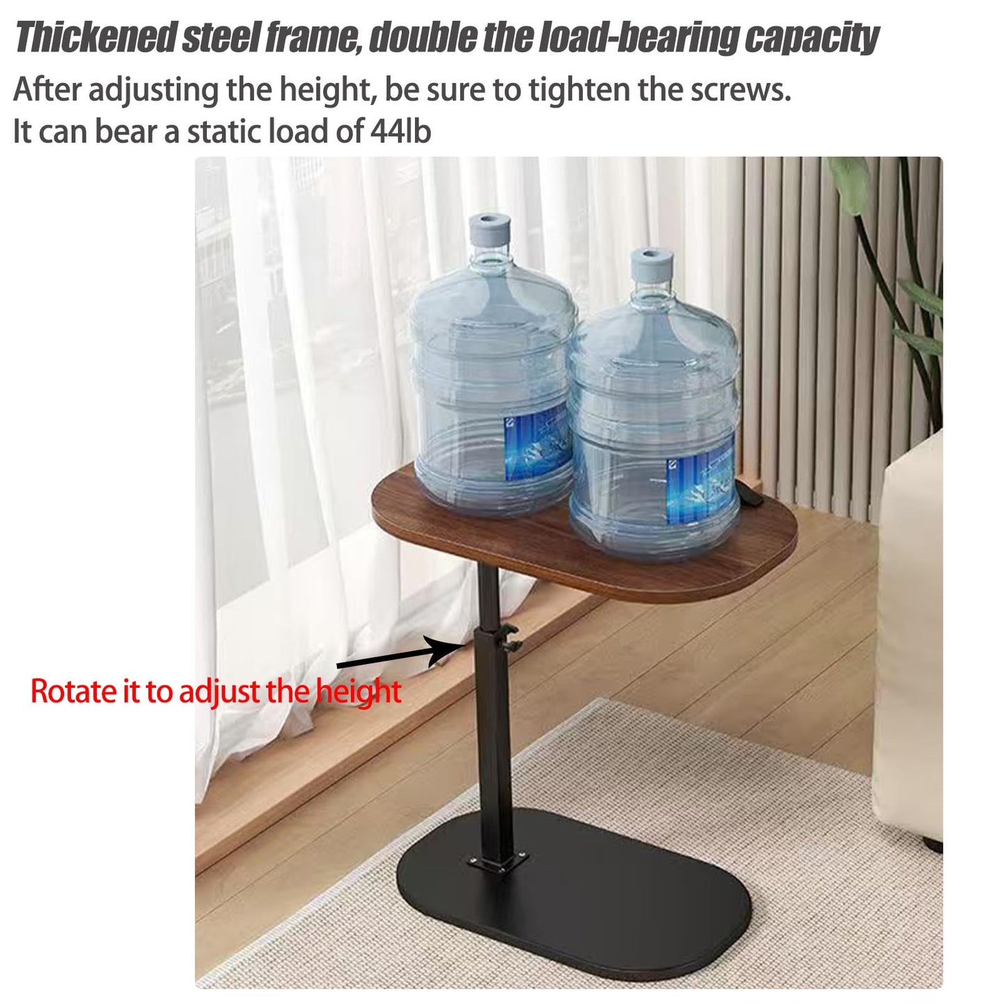 Vorriop Pedestal Adjustable c Table for Small Spaces，C Shaped End Table Desktop can Turn 360° and the Height of the Sofa Small TV Tray Table Can be Adjusted for Couch