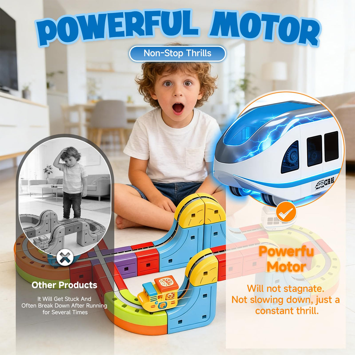 3D Infinity Cube Track Magnetic Electric Train Set for Kids 4 6 7 8,Toy Vehicle Playsets for Toddlers 3-5 Train Set Learning Gift,141 Pcs/2 car