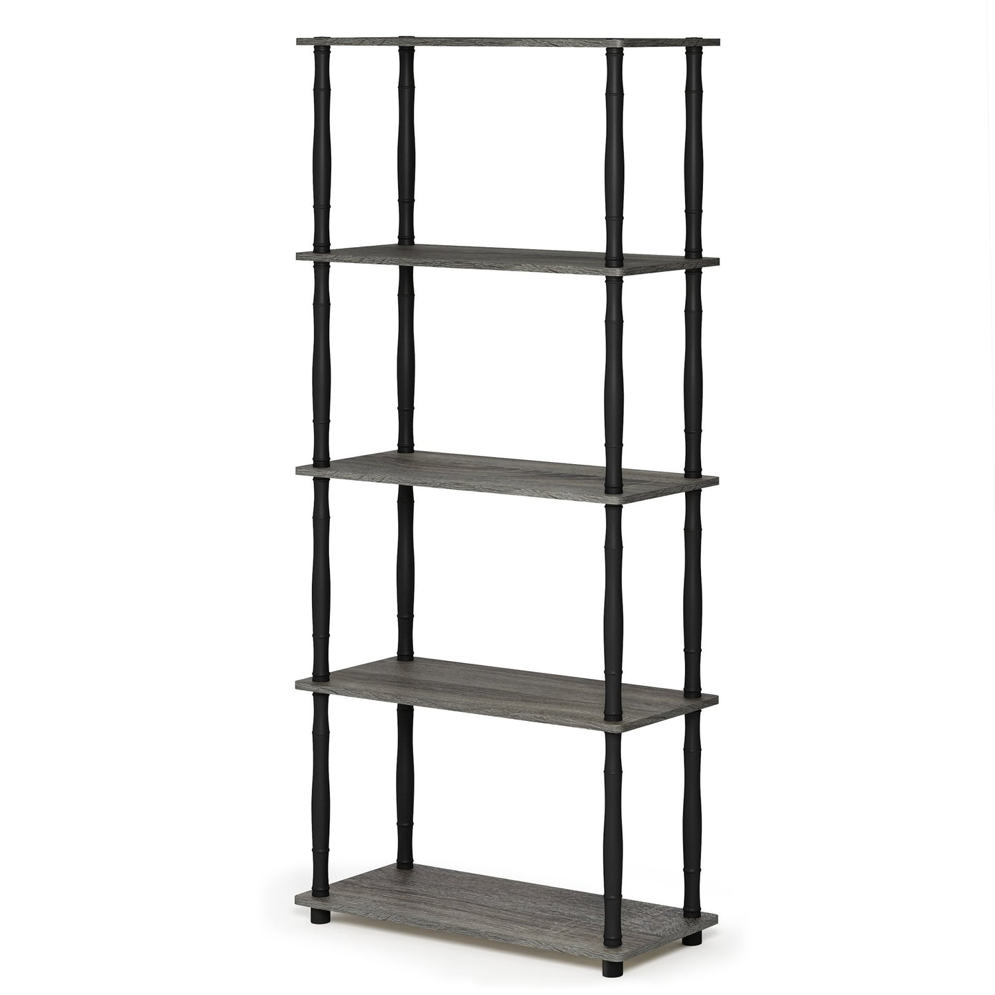 Furinno TURN-S-TUBE Storage Shelves, 5-Tier Book Shelf, Corner Shelf, Toolless Open Shelves, Classic Tubes, for Organization and Storage, Living Room, Garage, Home Office, French Oak