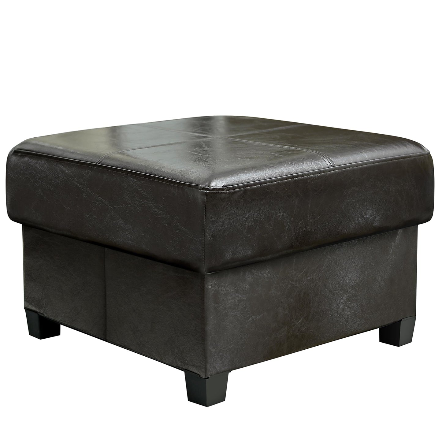 GLAXYFUR Folding Storage Bench, Cube PU Leather Footstool with Legs, Coffee Table, Ottoman with Storage for Living Room, 23.6 x 23.6 x15 Inches, Black