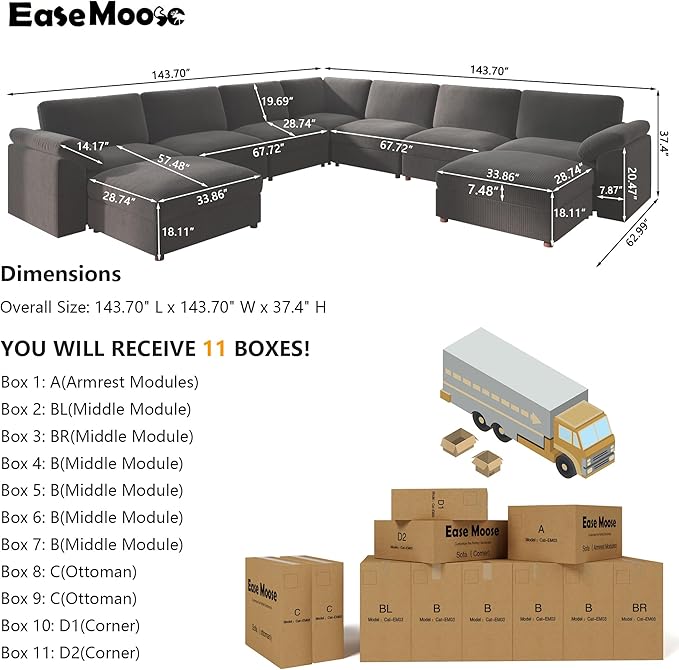 EASE MOOSE Oversized Modular Sectional Sofa