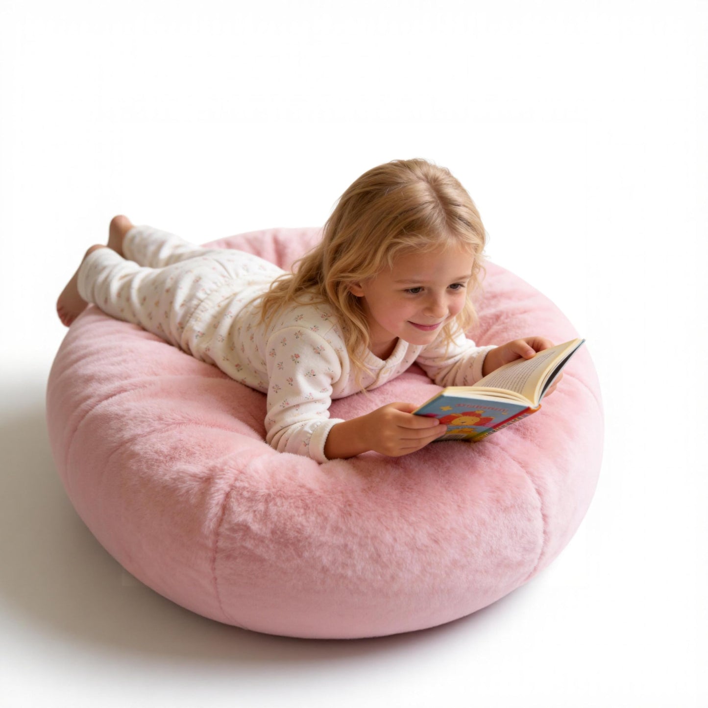 ENBAOHUI 3FT Faux Fur Comfy Memory Foam Bean Bag Chairs for Kids or Babies with Filling Bean Bag Sofa with Handle Super Soft Washable Faux Fur Fabric Lazy Sofa 3 Foot Pink