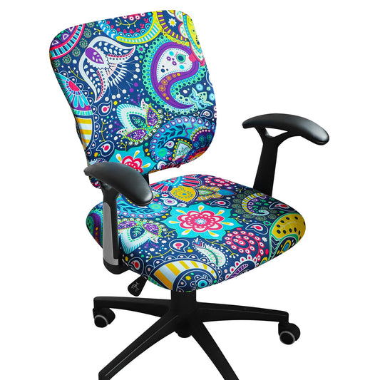 FORCHEER Desk Chair Cover Stretch Boho Office Chair Covers Two Piece for Split Office Chairs Stretchable