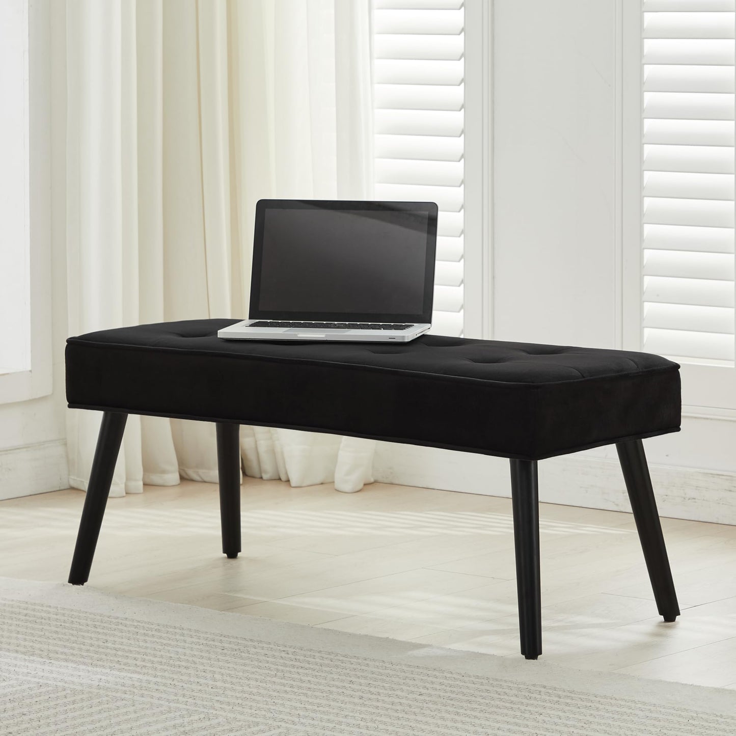 UDAX 40'' Upholstered Bench, Entryway Ottoman with Wooden Legs for Living Room, End of Bed Bench