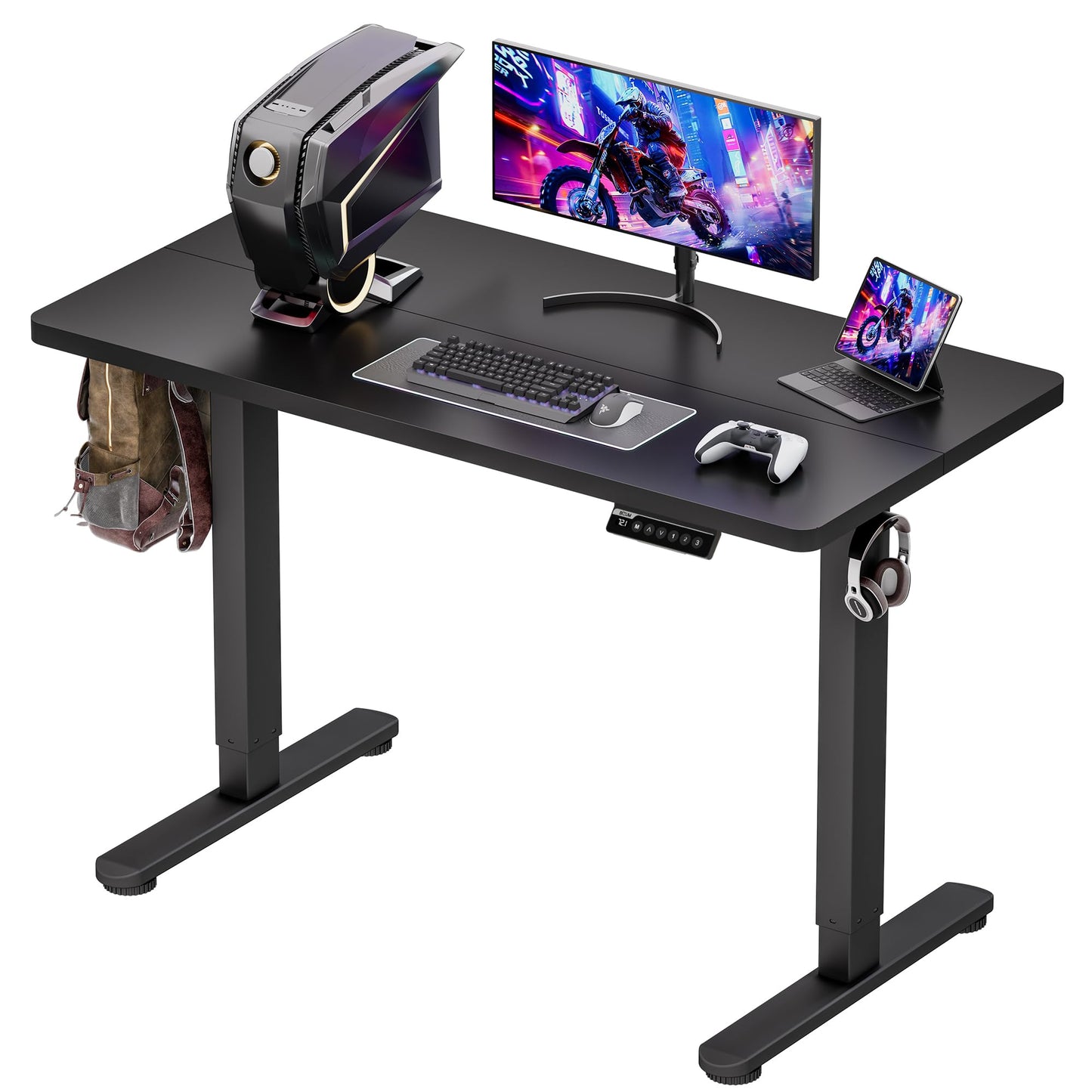 BIZUM Standing Desk Electric Adjustable Computer Desk-Stand up Desk Office Gaming Home Office Memory Desks 48x24 inches Black