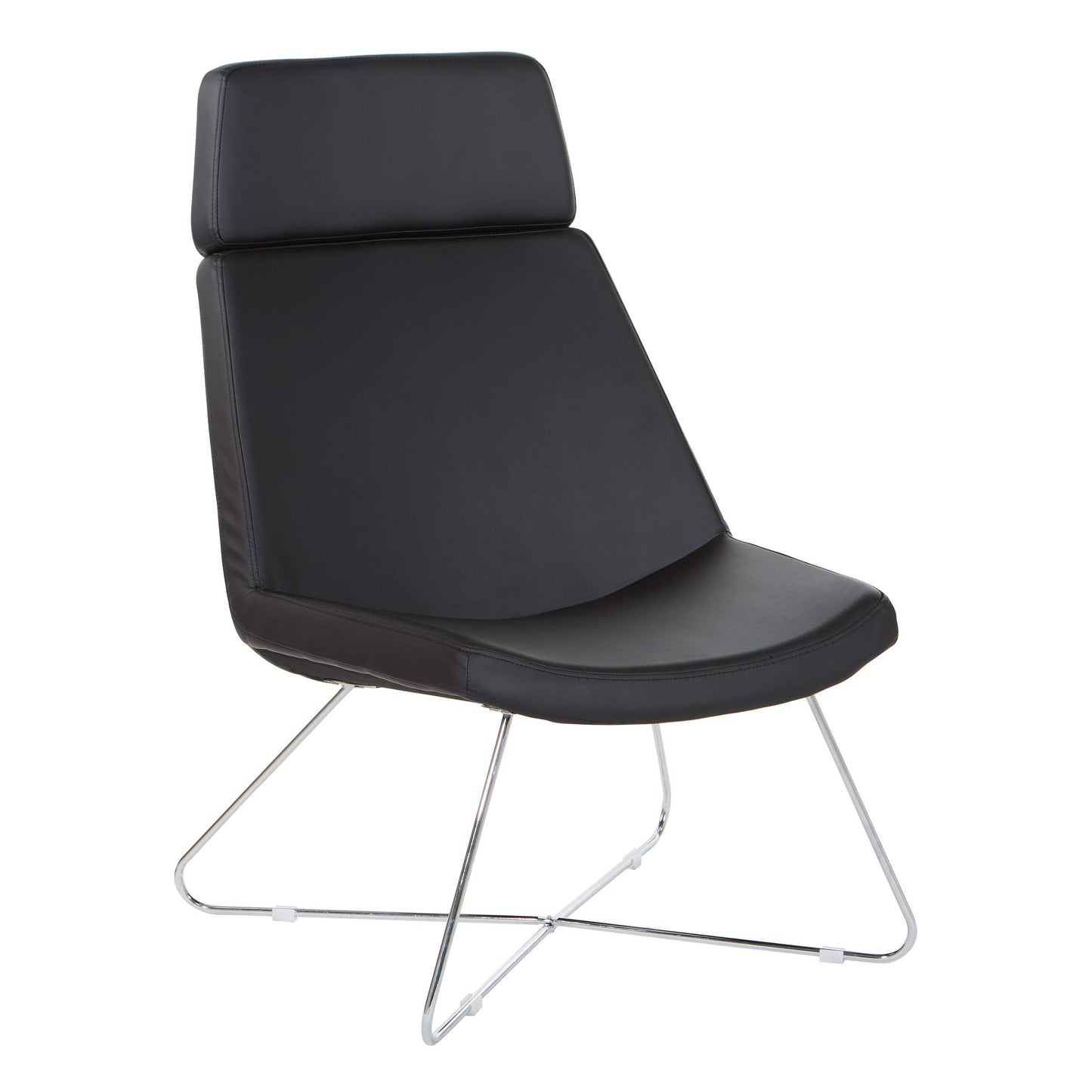 Office Star Geena Modern Scoop Guest Chair with Chrome Finish Sled Base, Black