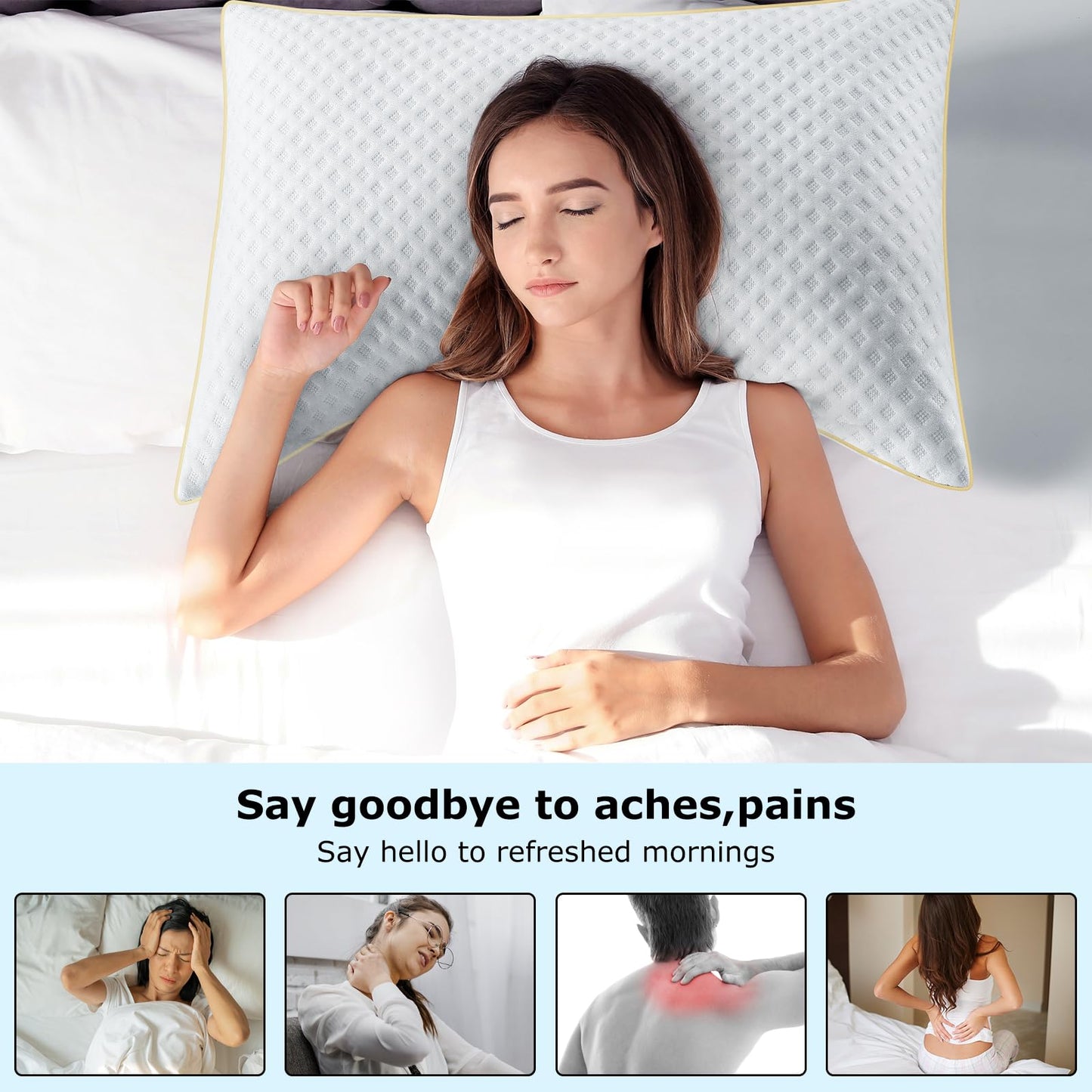 Sofslee Pillow King Size for Neck and Shoulder Pain, Adjustable Firmness Memory Foam King Pillows for Side Sleeper, Cooling Curved Bed Pillow for Sleeping with Washable Cover