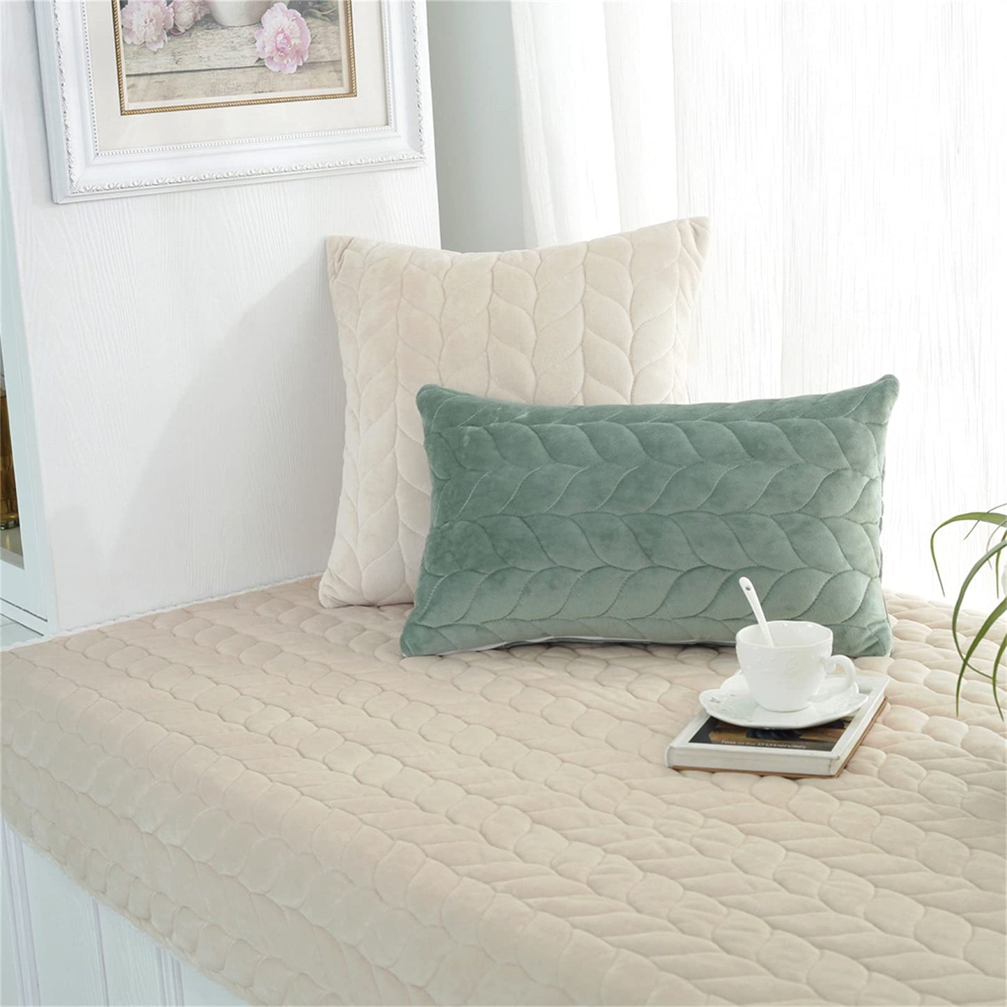 JeogYong Thick Plush Bay Window Mat Non-Slip Crystal Velvet Bay Window Cushion Pad, 70 x 150cm Modern Windowsill Bench Seat Cushion for Indoor Tatami Sofa Decor Home Bedroom Living Room