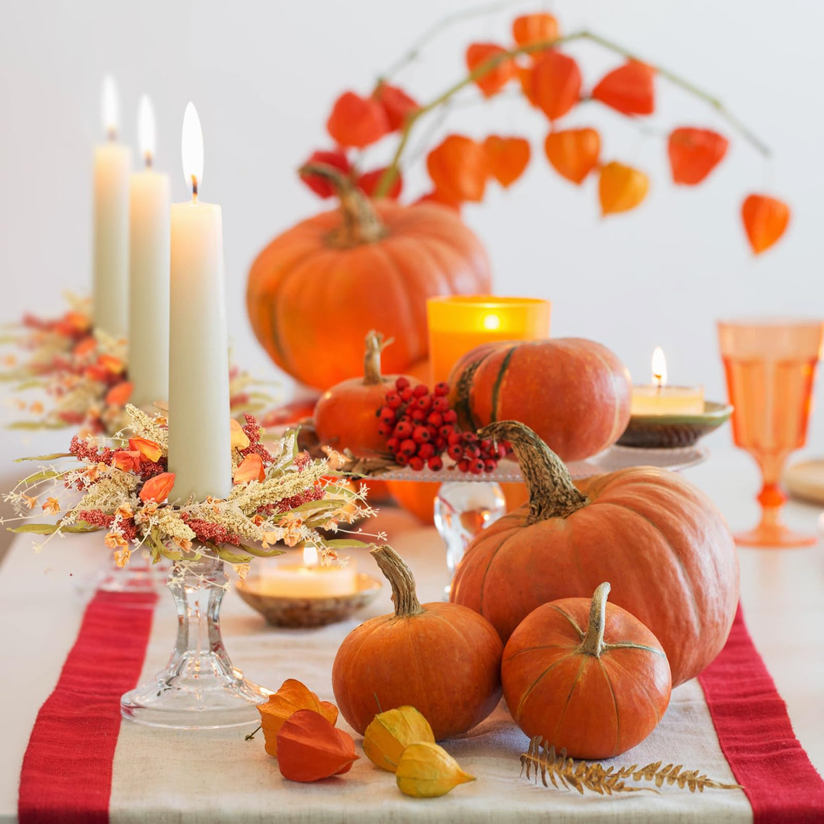8 Pcs Fall Candle Rings 9 inch Thanksgiving Autumn Wreaths with Flowers for Tables Artificial Farmhouse Candle Rings Wreath for Front Door Porch Wall Window Decorations