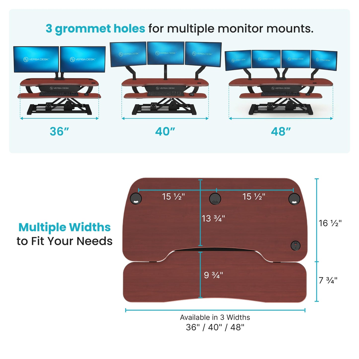 VERSADESK PowerPro 36 Inch Electric Standing Desk Converter – Push-Button Height Adjustable Sit to Stand Desk Riser for Dual Monitors & Laptop – Motorized Desktop Workstation with Wide Keyboard Tray