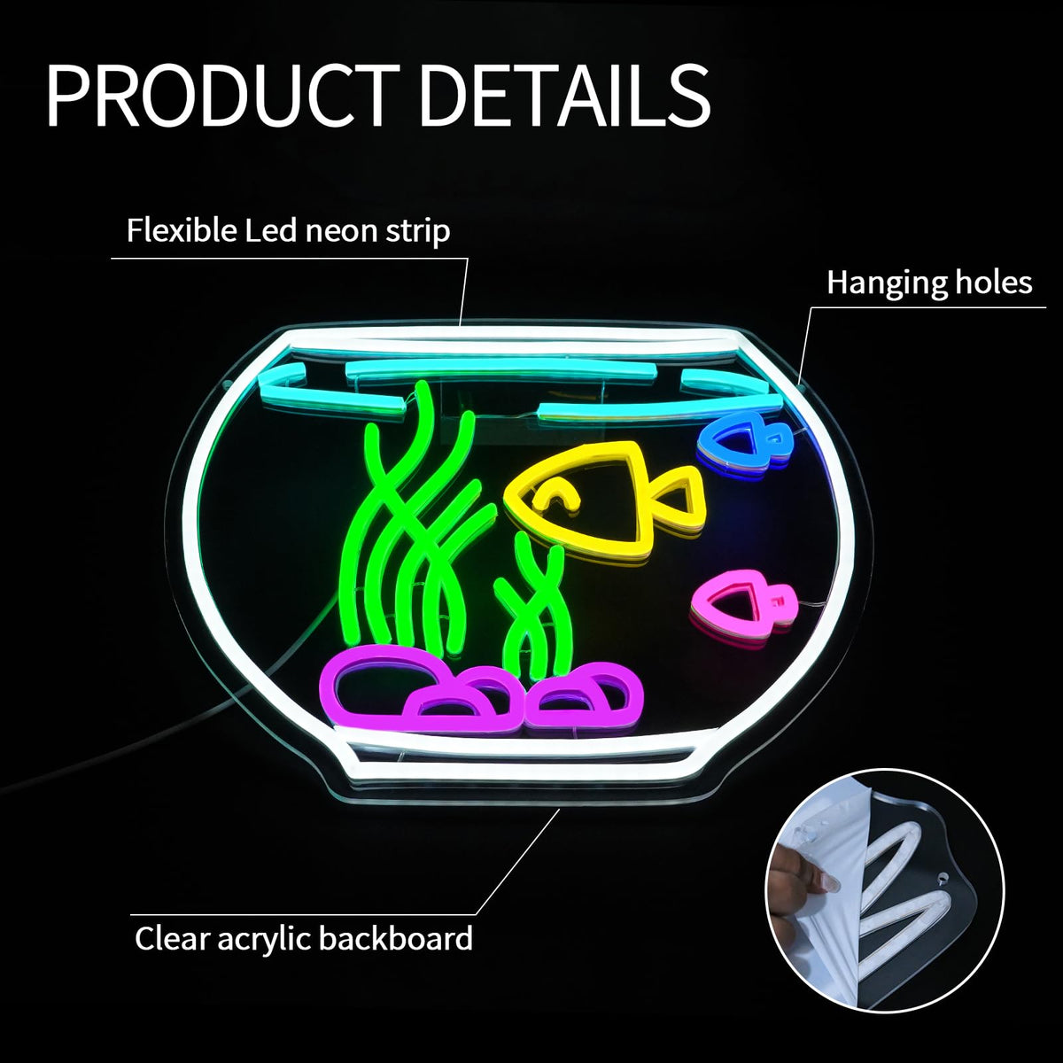 Virlusy Fish Tank Neon Sign for Wall Decor Dimmable Tropical Fish Led Light Signs Nature Aquarium Neon Light for Living Room Hotel Bar Cafe Party Man Cave Fish Shop Decoration USB Powered