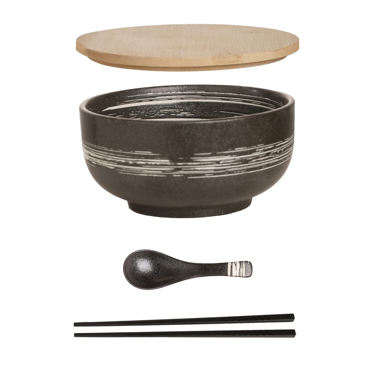 Cteaffee Ceramic Ramen Bowl Set, 38 OZ, Japanese Style, Durable, Microwave & Dishwasher Safe, Includes Spoon & Chopsticks (6), Blue