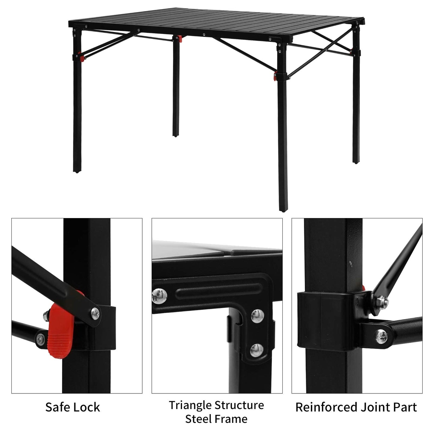 KingCamp Lightweight Compact Folding Camping Table,Stable Aluminum Alloy Folding Roll up Table for 4-6 Person for Picnic, Camping, Barbecue and Party,Portable Multifunctional Table with Carry Bag