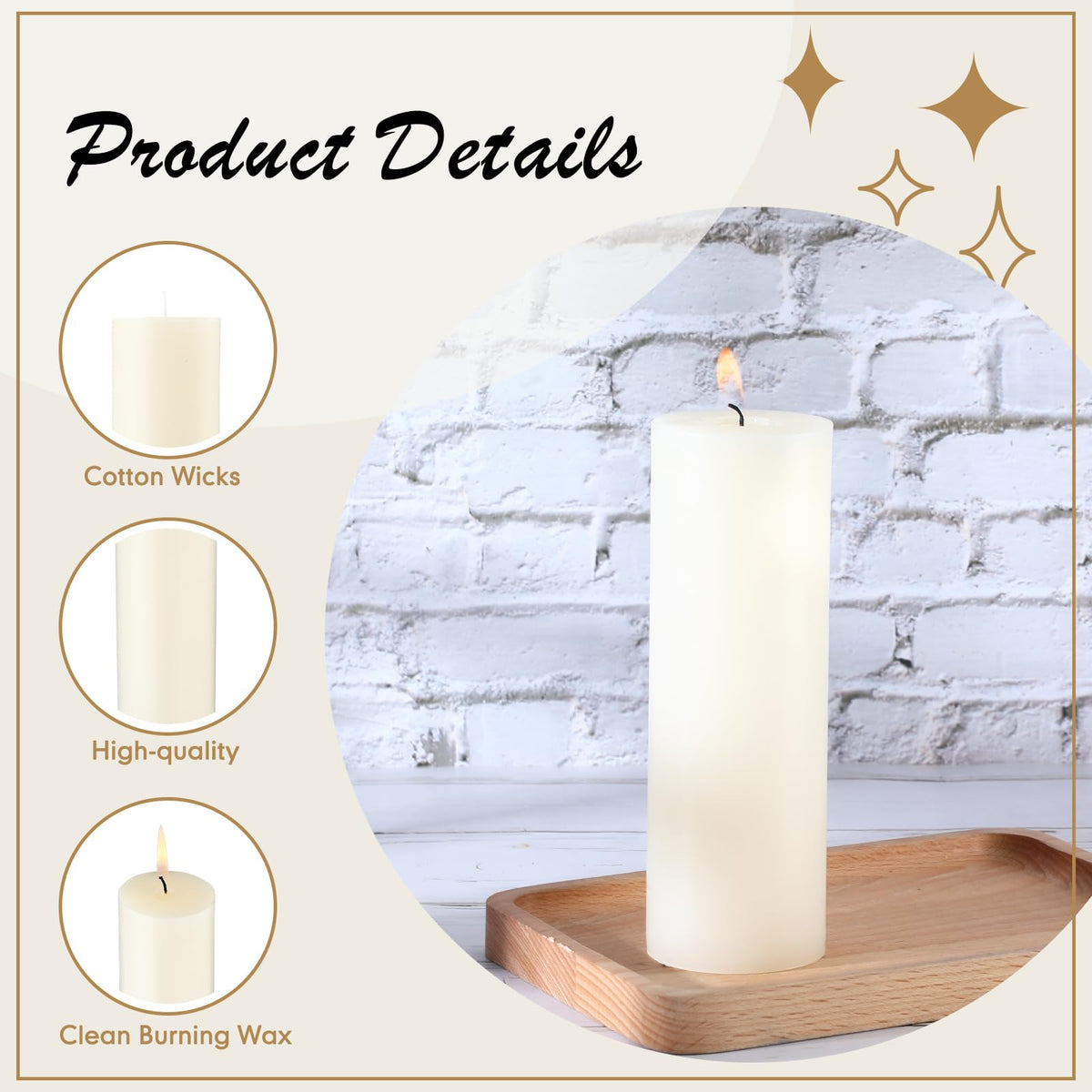 Lounsweer 12 Pack Ivory Pillar Candles Bulk Large Unscented Paraffin Wax Long Lasting Candles Clean Burning Supplies for Home Decor Wedding Party Dinner Bath Spa(2 x 6 Inch)